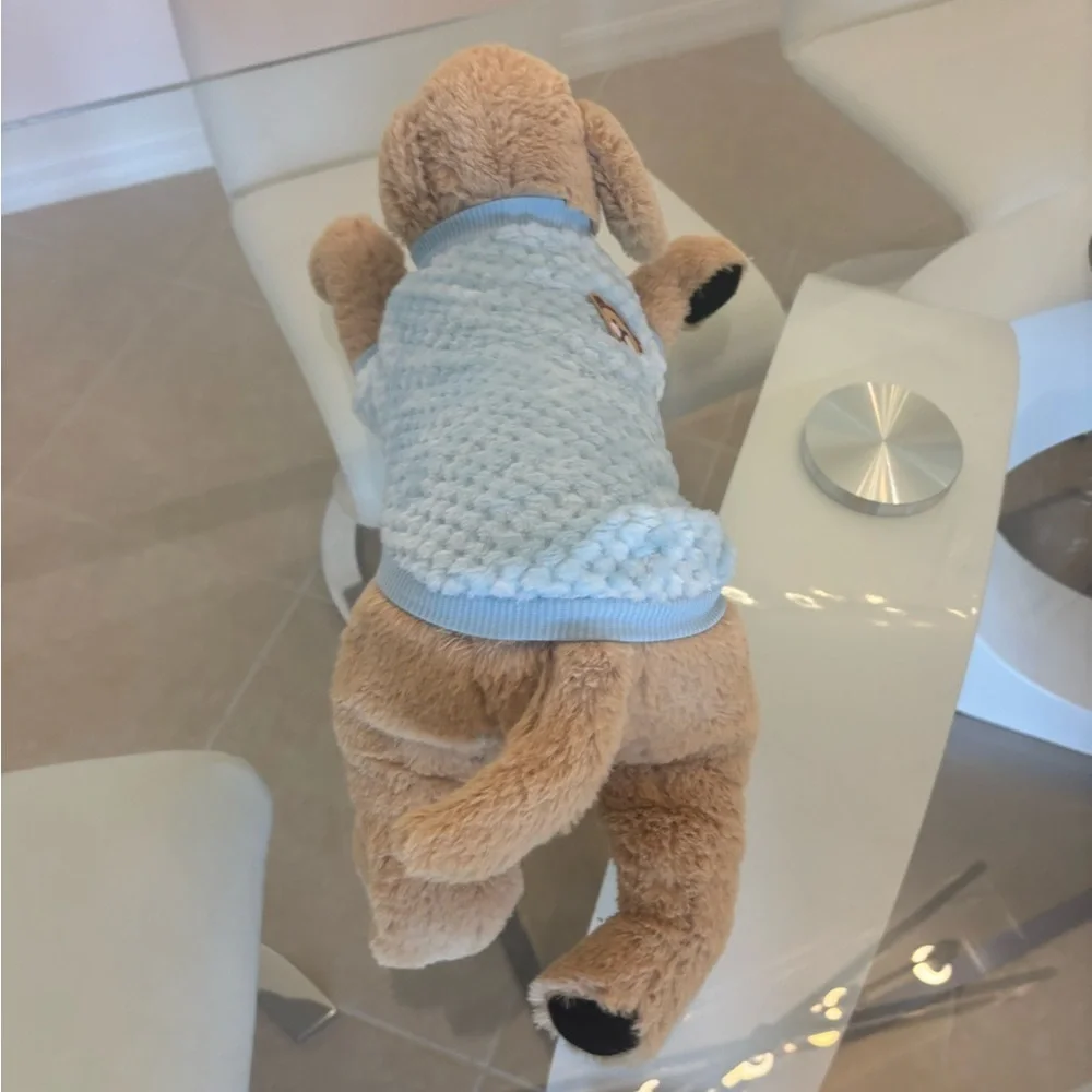 Plush Dog Toy with Blue Sweater